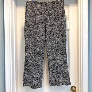 Anthropologie Dress Pants. Black with White Design. Size L. Like New